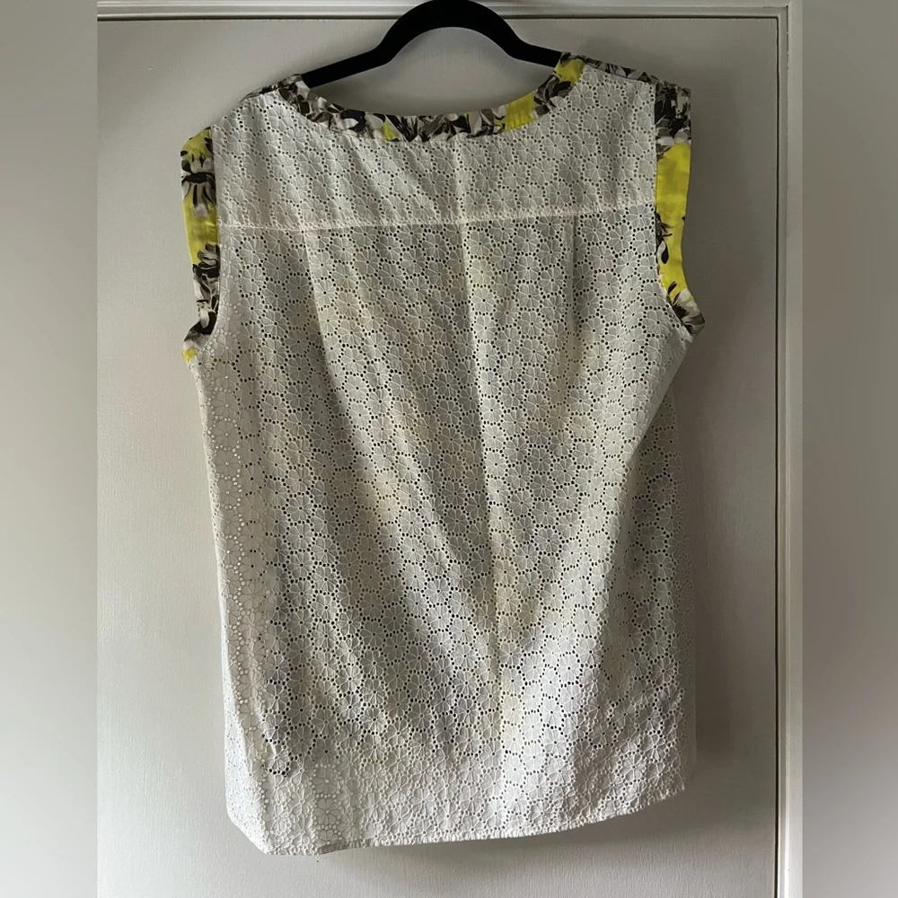 J. Crew Sleeveless Floral Eyelet Top Soft Girl Cottagecore Romantic Feminine